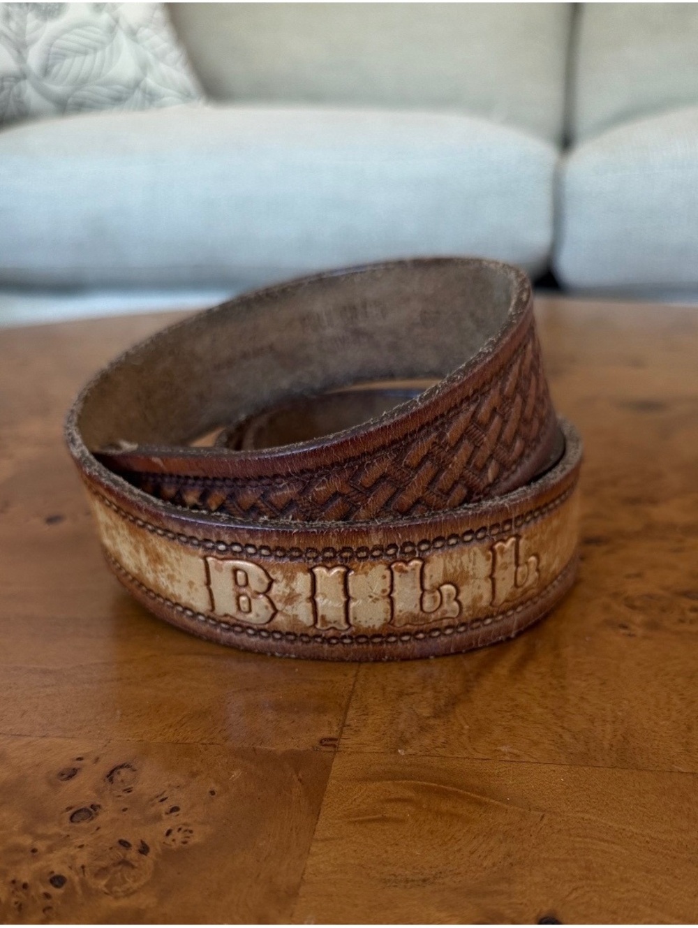 Vintage Bill Leather Brown Tooled Belt